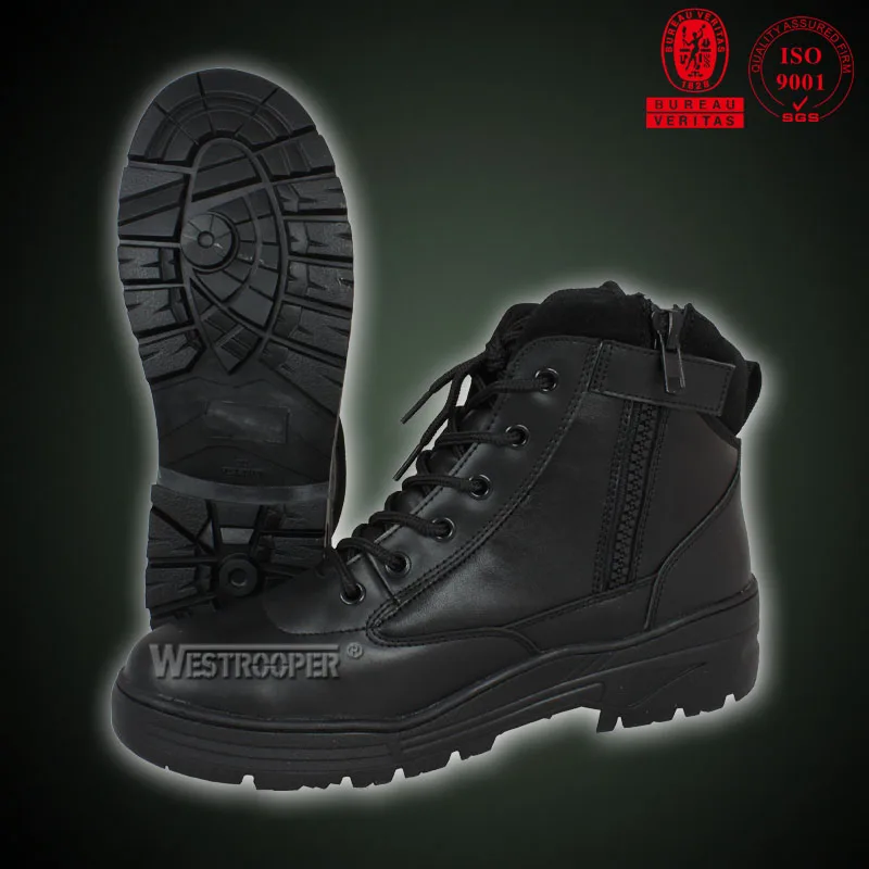 
Army boots black leather real soldier 