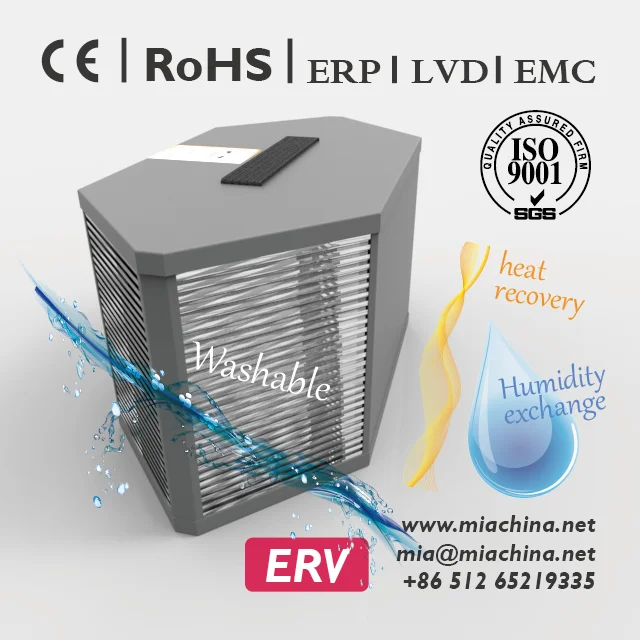 CE Certificate 1500 m3/h ERV HAVC Central Ceiling Industrial Heat Recovery Fresh Air Ventilation System supply air handling unit