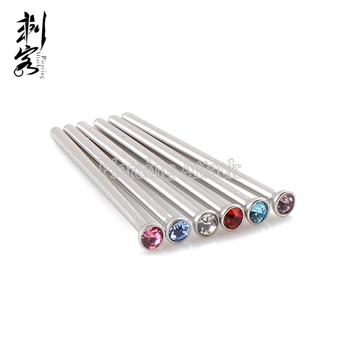 Stainless Steel Gem Fishtail Nose Pin U Bend Nose Pin