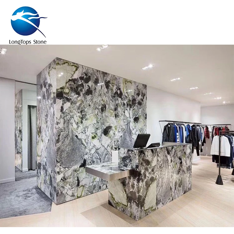 high polished Ice jade marble for luxury stone coffee table