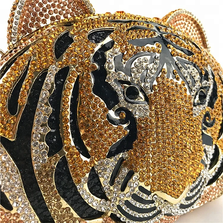 
China online shopping tiger Shape crystal clutch evening bags OC3715 