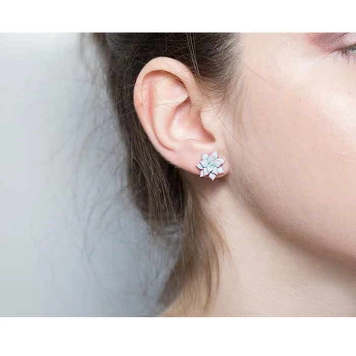 
Mint Succulent Earring Succulent Stud Earring Monogram 