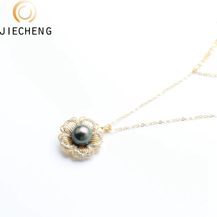 9-10mm AAA black Tahiti saltwater pearls wholesale 925 sterling silver natural pearl pendant designs