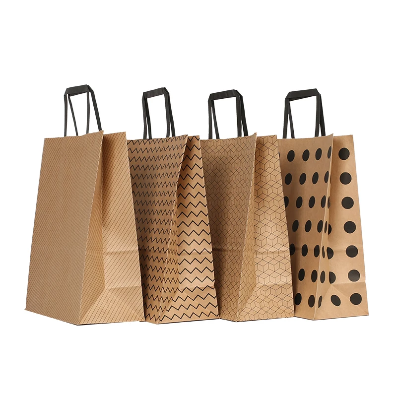 
Handle Customized Design Shopping Gift Printed Kraft Paper Bag Flat Paper Package OEM FSC Accept Customized Logo Printing CN;SHG 