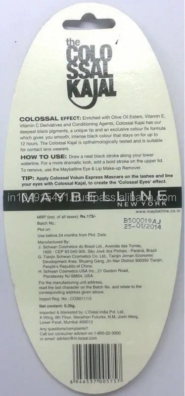 Kohl :: Colossal Kajal :: 0.35GM :: Deepest Black :: Surma :: Kajal