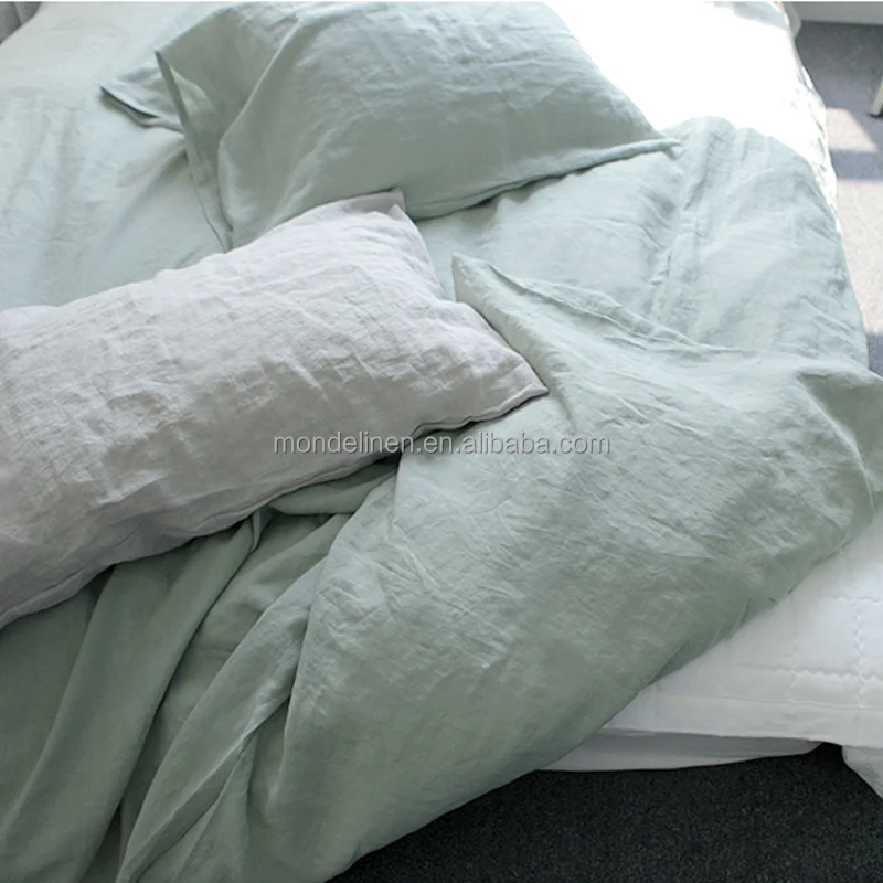 100% Pure Linen Natural Stone Washed Bed Linen Bed Sheet Duvet Cover Set