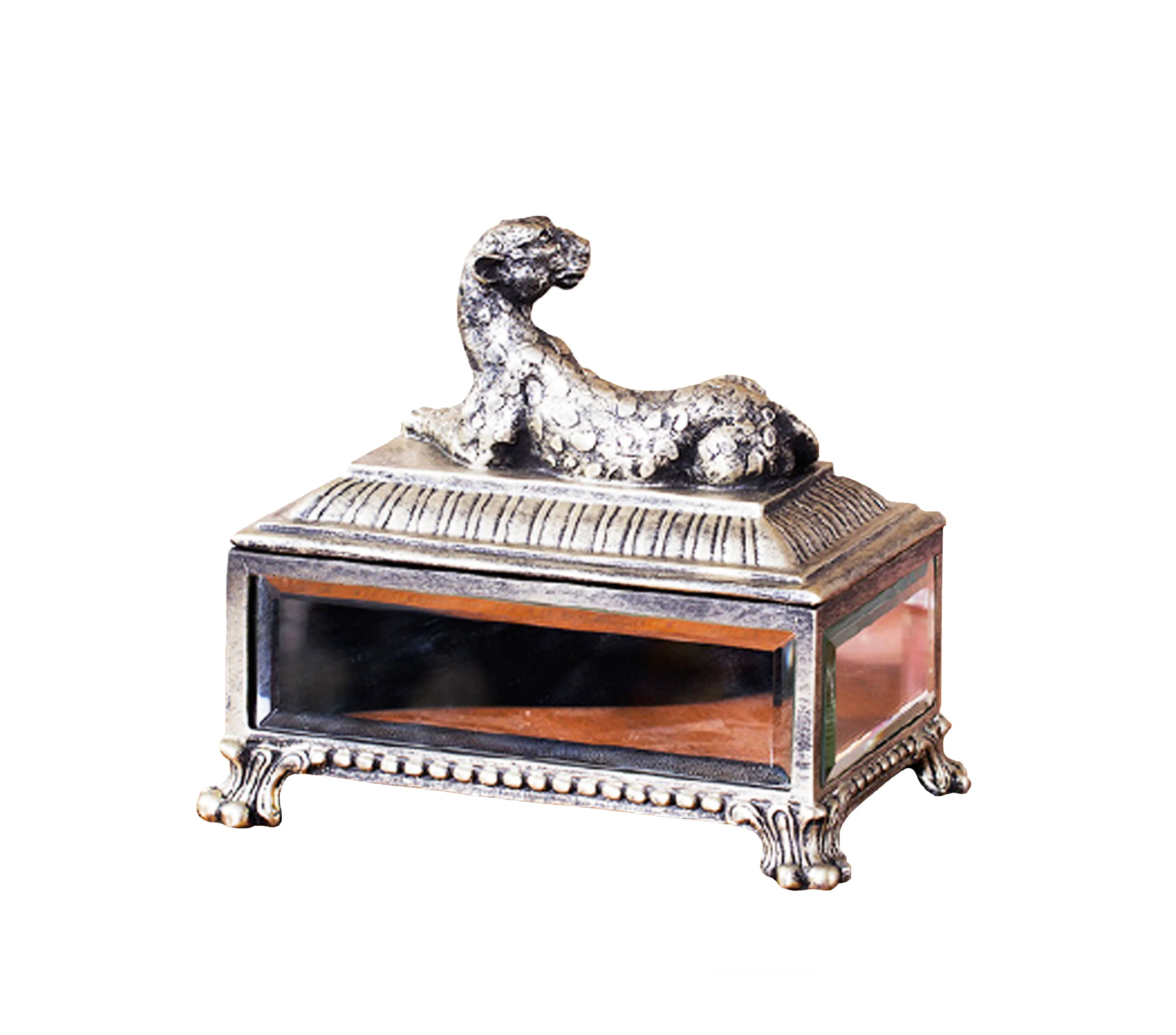 Attractive Ornate Silver Resin Trinket Box For House Decoration