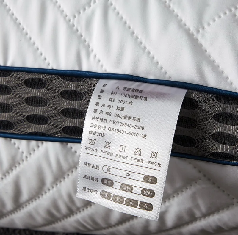 
Healthy and air permeable 100% cotton ultrasonic quilting spring pillow 