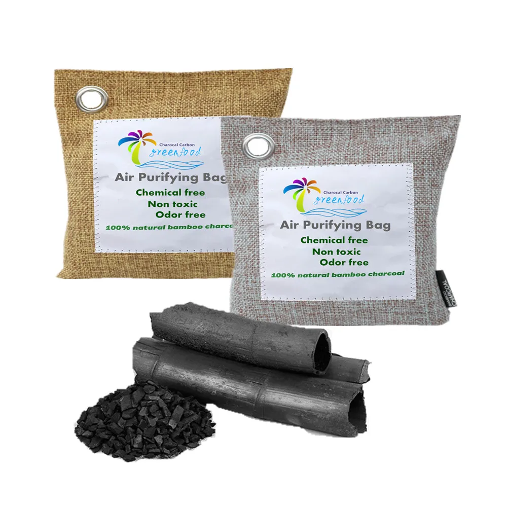 Мешки для очистки воздуха из бамбукового угля, 200 г, 500 г, натуральные мешки для освежителя воздуха, воздухоочиститель
