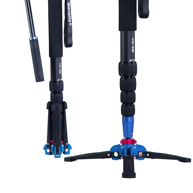 Manbily VM-336 Professional Aluminum Monopod with tripod Fluid head Three feet support stand For DSLR Camera