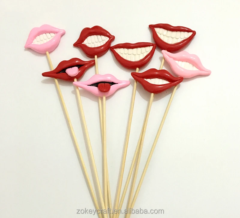 
Lips props Photo Booth Props For WeddingParty POLYMER CLAY Lips with Teeth 