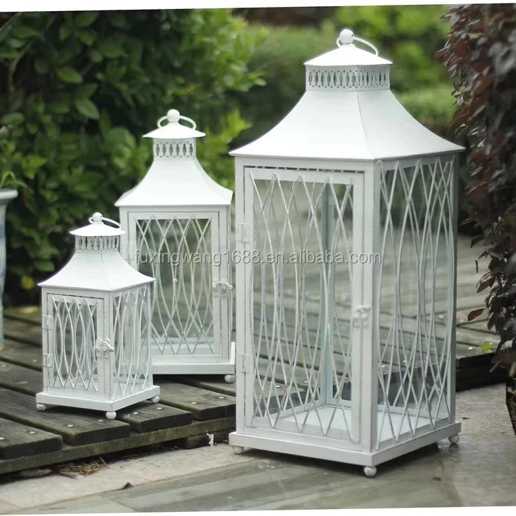 Vintage Candle Lantern with LED Candle - Tabletop Lanterns Decorative Outdoor Large - Outdoor Hanging Lantern Black