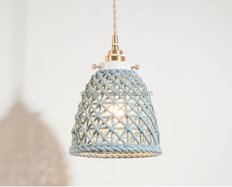 Simig lighting modern brass color E27 holder Ceramic white lampshade Ceramics pendant lamp