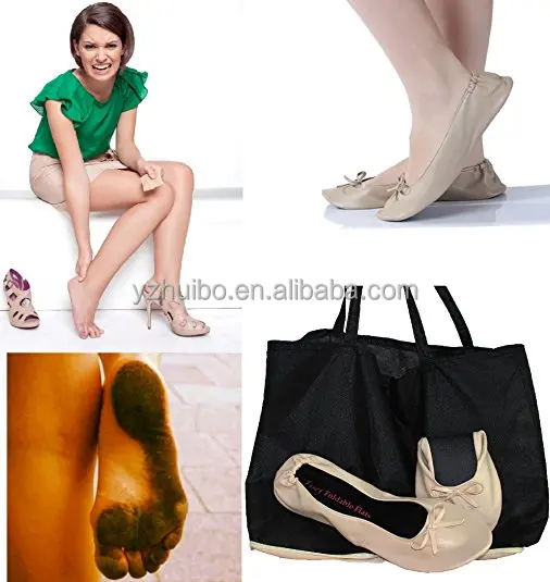 Rolly плоские-Женские Складные портативные туфли-лодочки на плоской подошве с сумкой для переноски