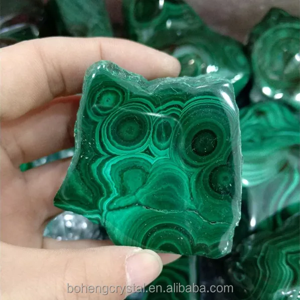 Natural polished palm green malachite rough stones