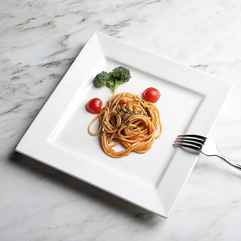 Restaurant Ceramic Plates Dishes, Restaurant Crockery Square Plate, White Square Dishes