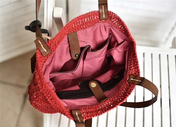 
2021 Eco-friendly Washable Vintage Hand Knitted Macrame mesh Bags crochet tote Macrame Ladies Bag 