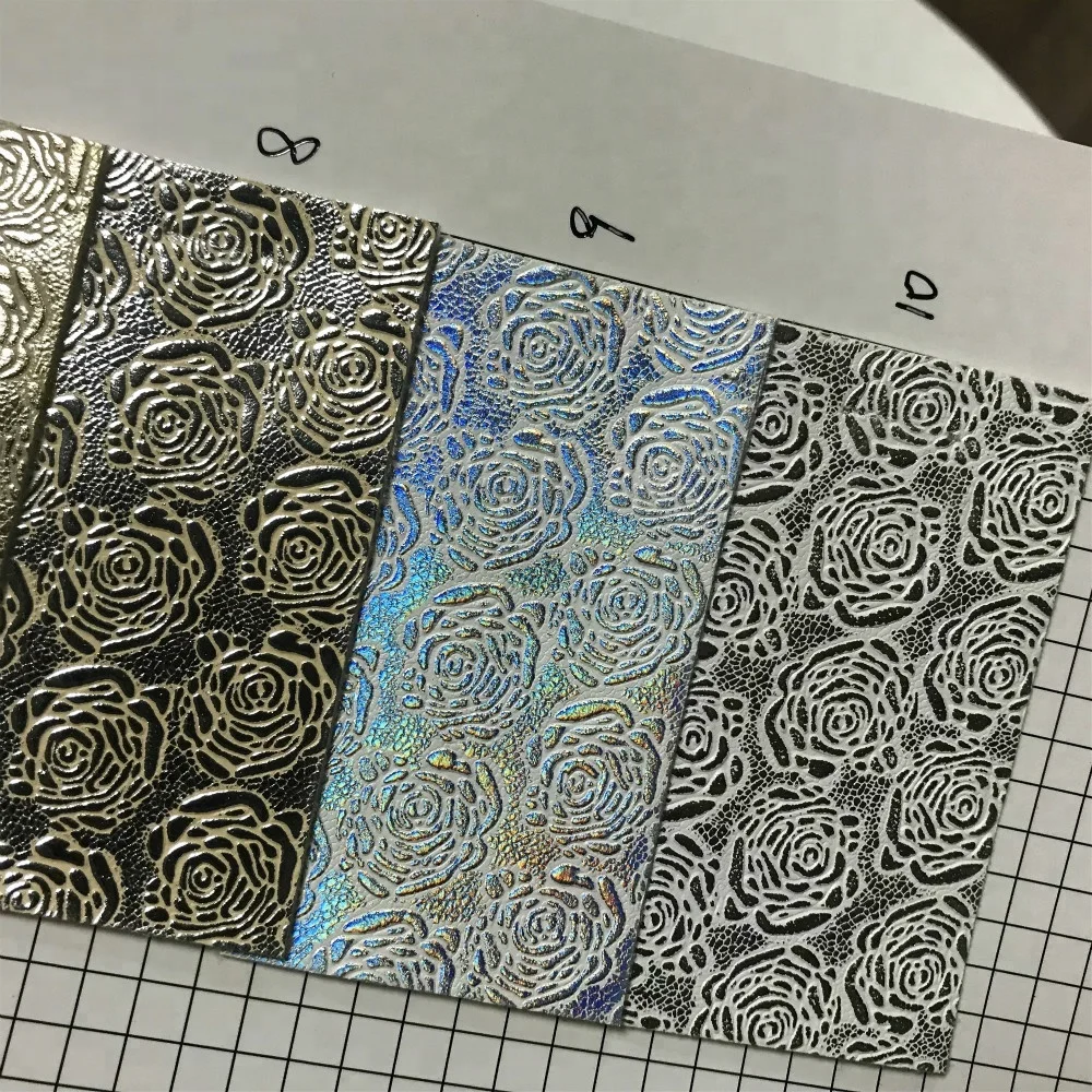 2018 printed synthetic leather with embossed flower pu leather