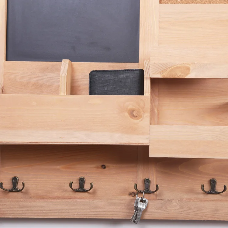 Custom Printing Vintage Decoration Wooden Chalk Board Home Messsage Board with Organizer