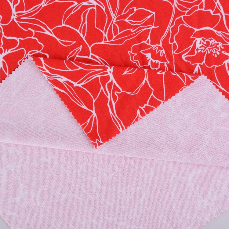 95 rayon 5 spandex digital flower printed elastic French terry cloth fabric for women hoodies