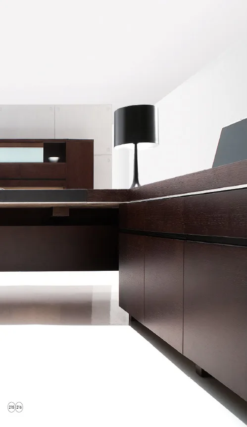 Роскошная офисная мебель L-образной формы, МДФ с облицовкой, директорский офисный стол