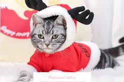 2018 New Design Christmas Cat Apparel Cute Reindeer Shaped Keep Warm Dog Clothes