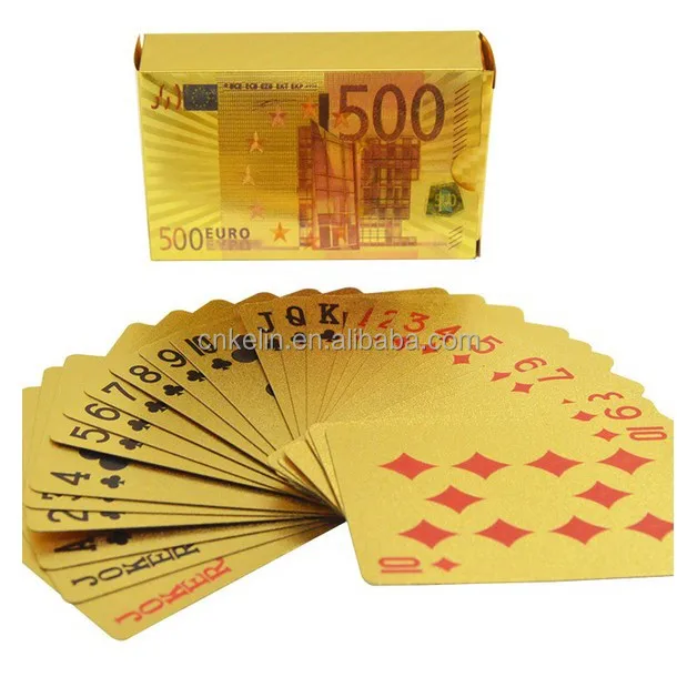 
Promotional Gift 24 Karat Gold Playing Cards 500 Euro Collectable Cards 