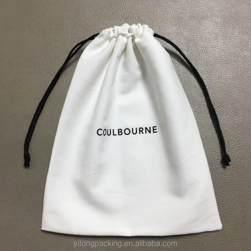 White Brushed Cotton Cloth Dust Bag With Print