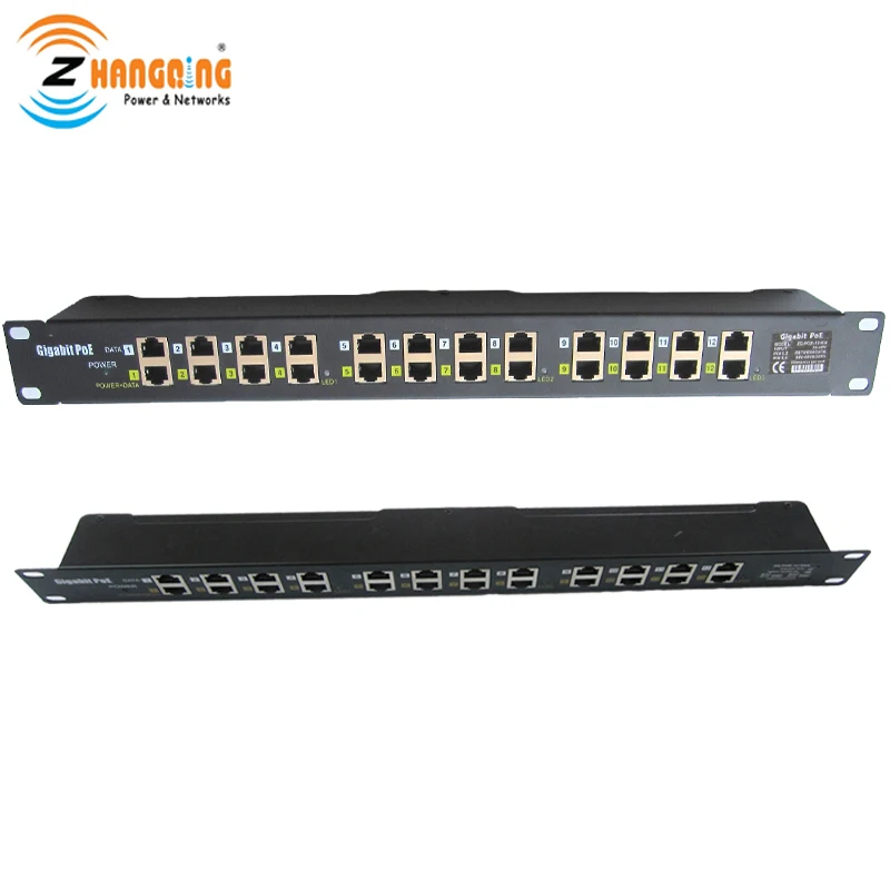 Gigabit POE Injector 12 Port 1U Multiport Rack Mount POE Patch Panel 100/1000Mbps For MikroTik