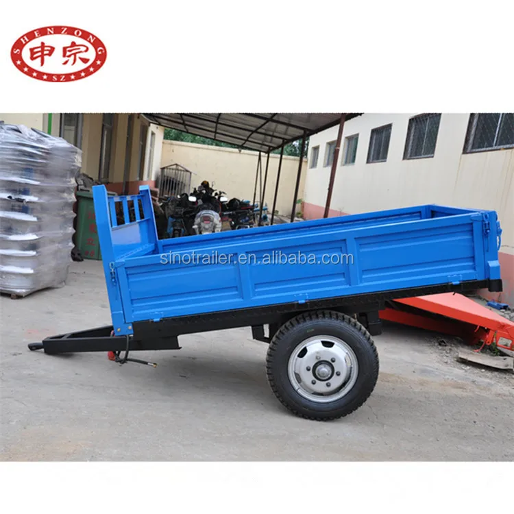 simple 2 tons single axle 2 wheels tractor trailer on wheel