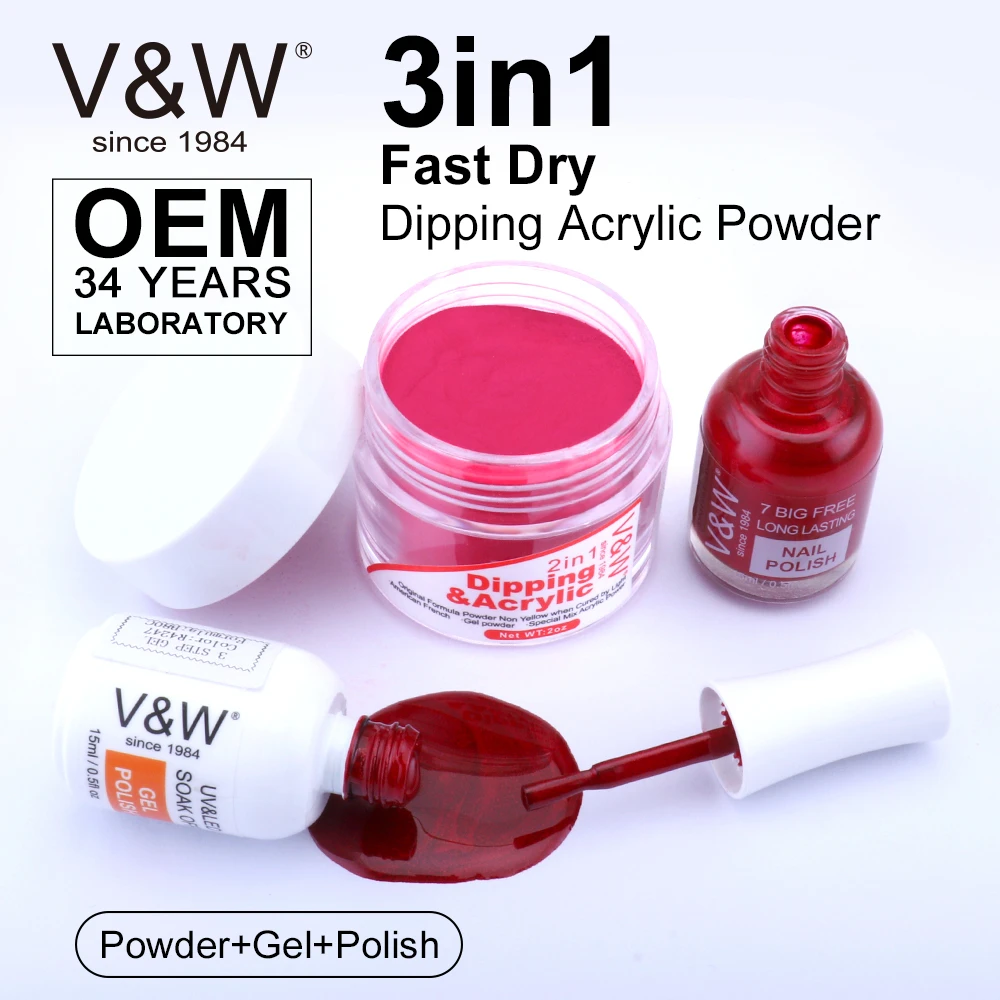 
VW Factory Custom 1oz Dipping Powder System For Nail Beauty Fast Dry Dip Chrome Powder Nails 3 In 1 Dipping Nail Polish 