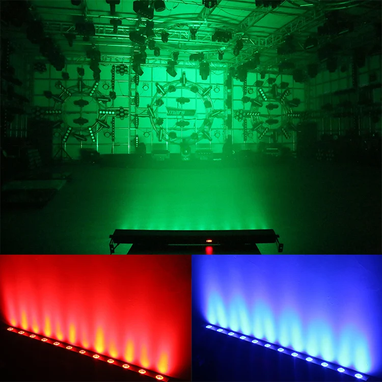 Sound active dmx 12pcs 3W 3in1 rgb led light bar wall wash bar light professional led wall washer light