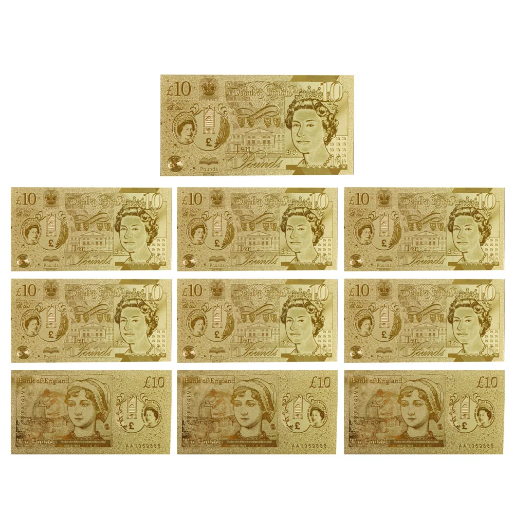 2021 Hot Sale Custom Collection Gift Gold Plated 10 Pound Pure Gold Euro Banknote