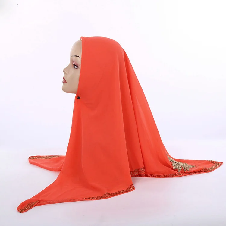 Plain Square Hijab Chiffon,Solid Black Color Indonesian Hijab Shawl Scarf For Lady