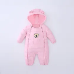 Warm winter children clothes kids padded romper baby hooded romper