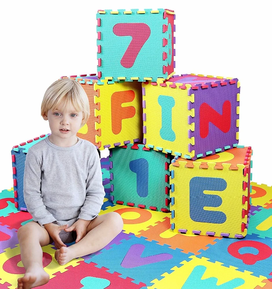 
red blue green yellow color baby Puzzle Jigsaw Gym Mat letter fruit eva puzzle mat 