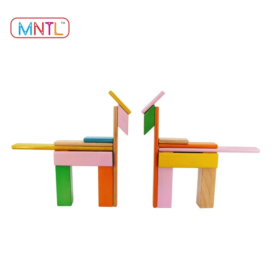 2018 hot sell magnetic blocks for kids diy assembly wooden toy