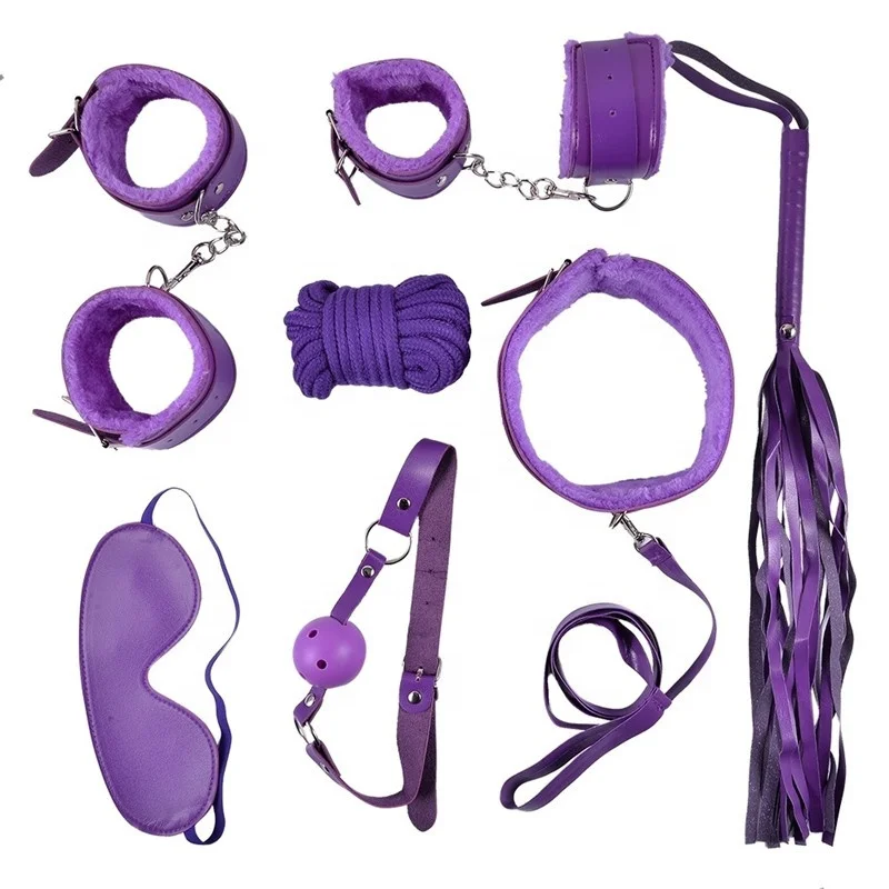 Adult Bondage Kit 7 Pcs/Set BDSM Games Fetish Handcuff Footcuff Whip Rope Blindfold