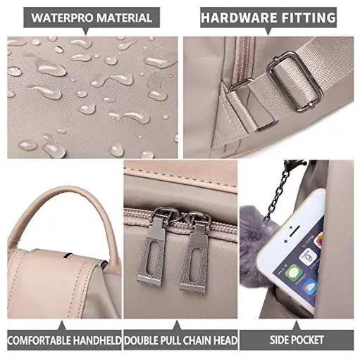 
Women Backpack Purse Waterproof Nylon Anti-theft Rucksack Lightweight Shoulder Bag 