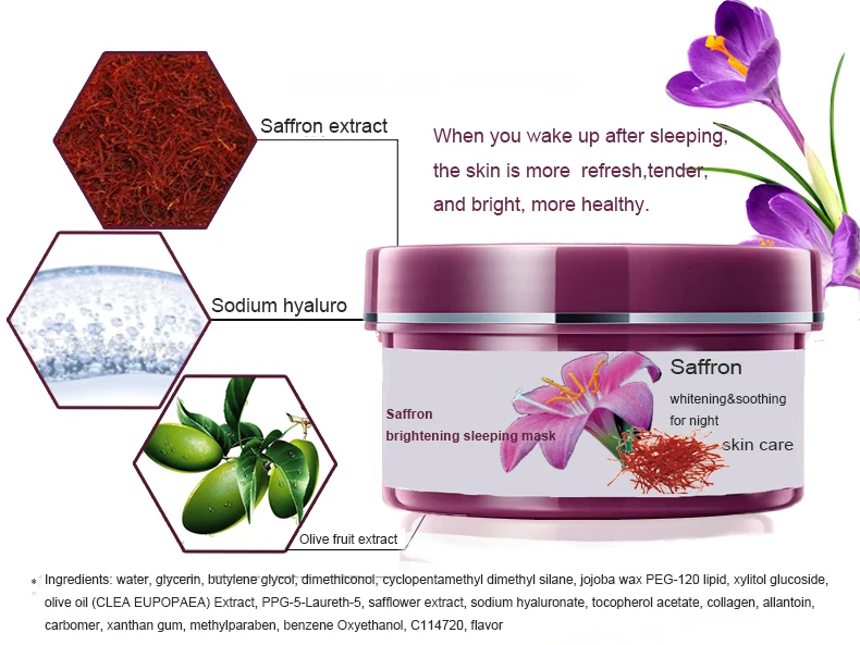 Customizing hydrating and brightening saffron sleeping face masque