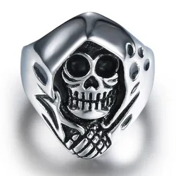 Grim Reaper Skull Biker Stainless Steel Finger Ring