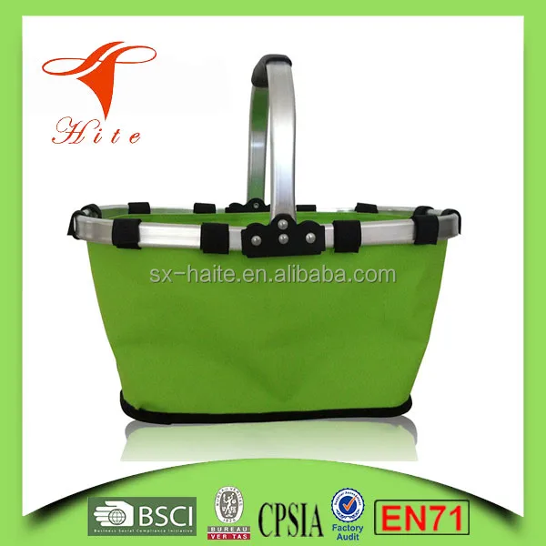 Wire Carry Shopping Basket Newest Promotional Stainless Steel Storage Baskets Aluminum Foldable Fabric 37*27*20 Accepted Double