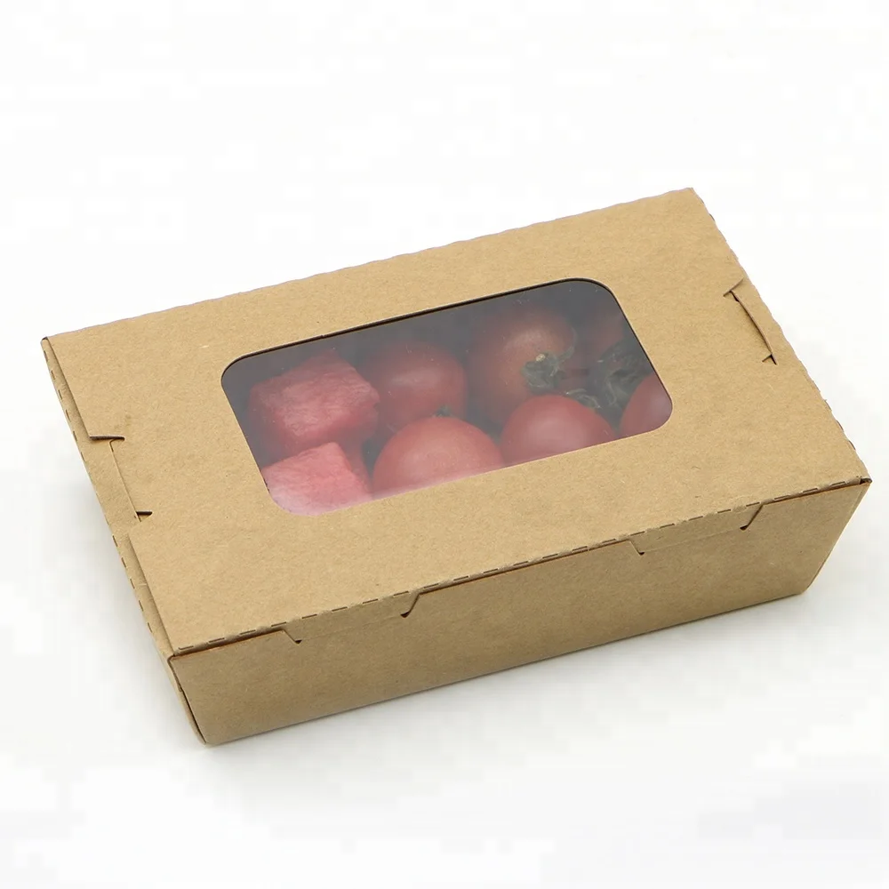 Disposable Brown Kraft Paper Food Box Takeaway Packaging Container with PET window