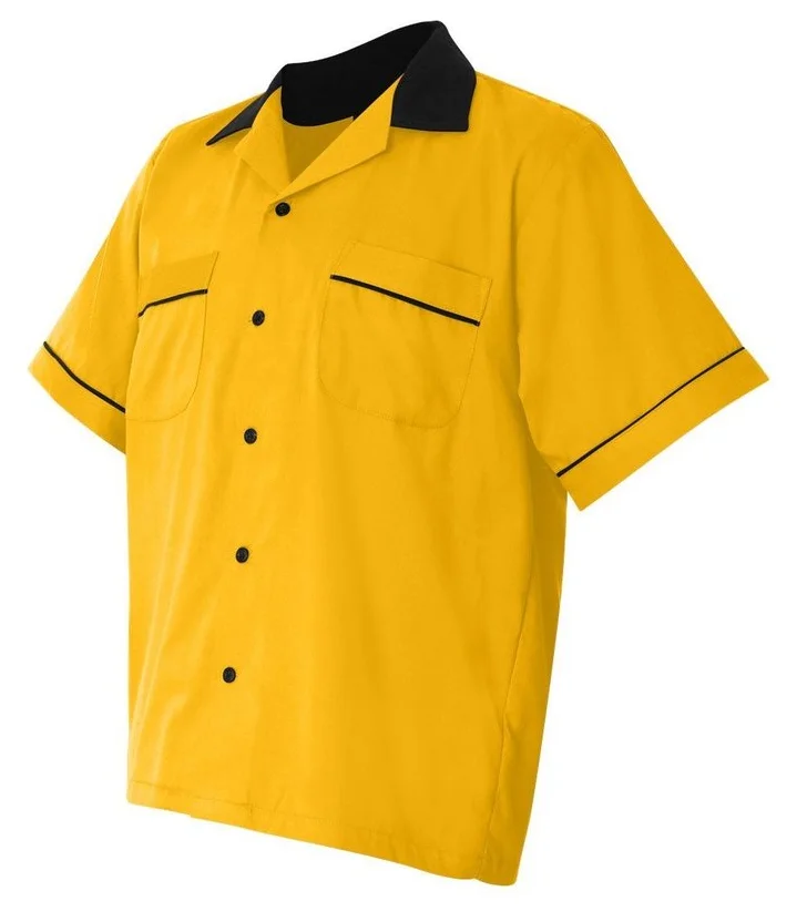Custom Mens Work Rockabilly Style Cotton Short Sleeve Bowling Shirts