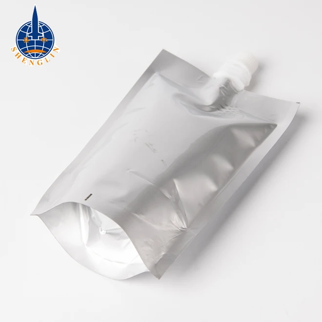 Custom aluminum foil heat seal liquid drink packaging pouch bag with spout