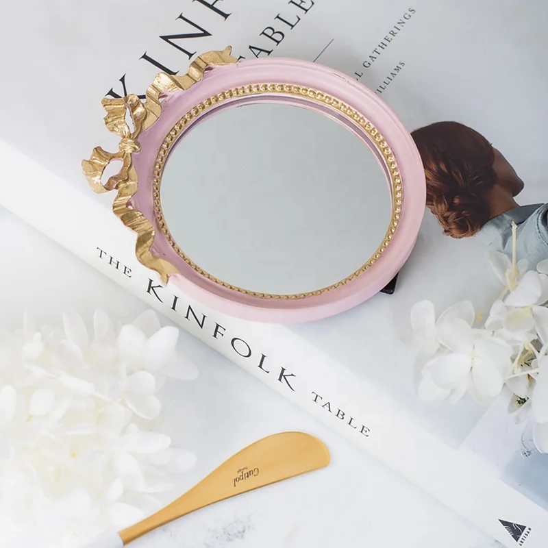 small gold glass vanity serving mirror tray decorative for wedding centerpiece white round antique resin jewelry mirror tray