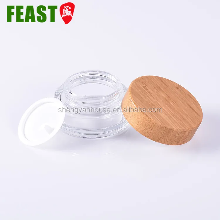 Biodegradable Eco Bamboo Glass Cream Jars With Wooden