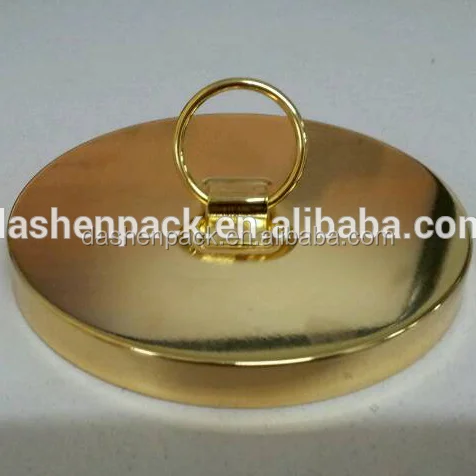 tin metal candle lid with ring knot golden color