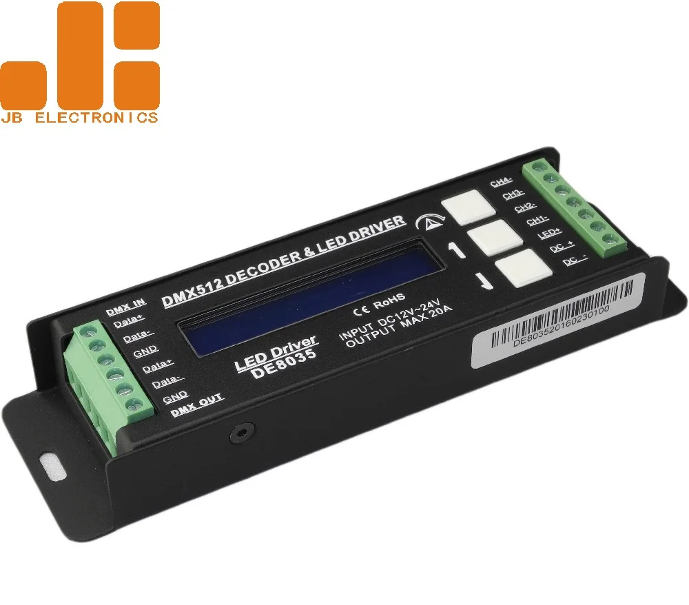 5Ax4CH RGBW DC12-24V LCD Screen Display 256 Level Dimming DMX512 Decoder DE8035