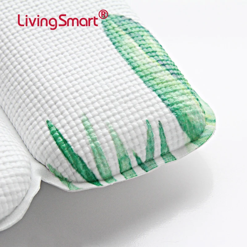 Comfortable, Soft Green Leaf PVC Foam Large Bath Pillow headrest sucker with suction cups